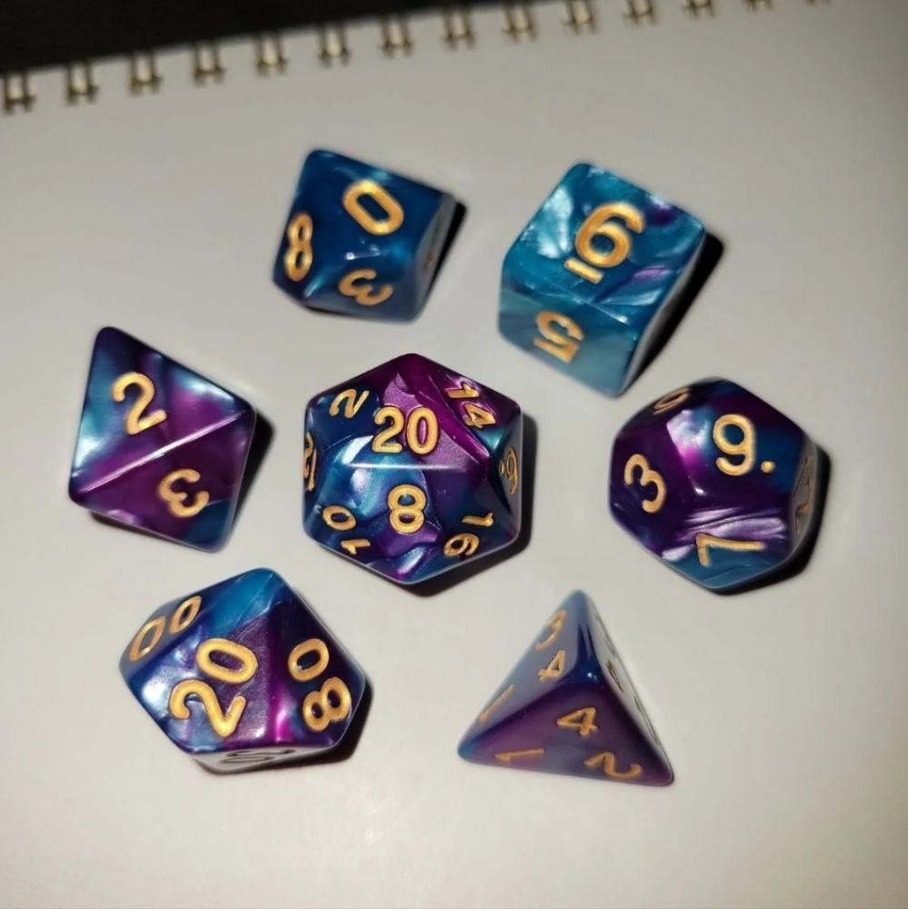 Purple and Blue Dice Set